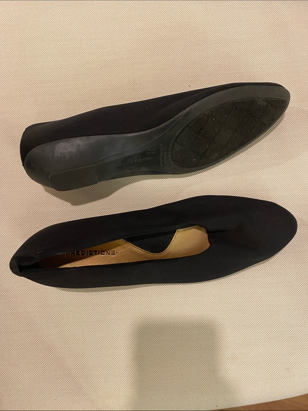 Predictions Black Slip-On Ballet Flats With Small Pump Heel Size 7 1/2